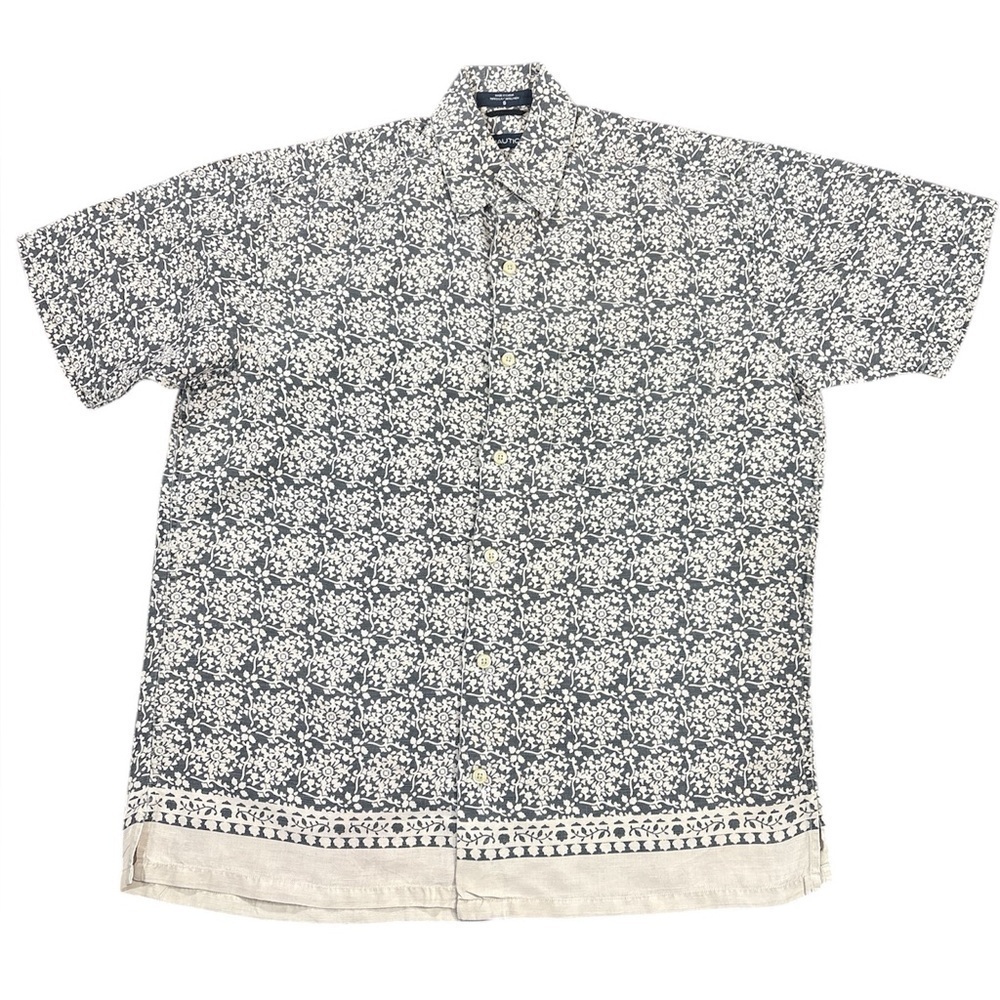 Nautica Casual Short Sleeve Floral Silk/ Linen Size S